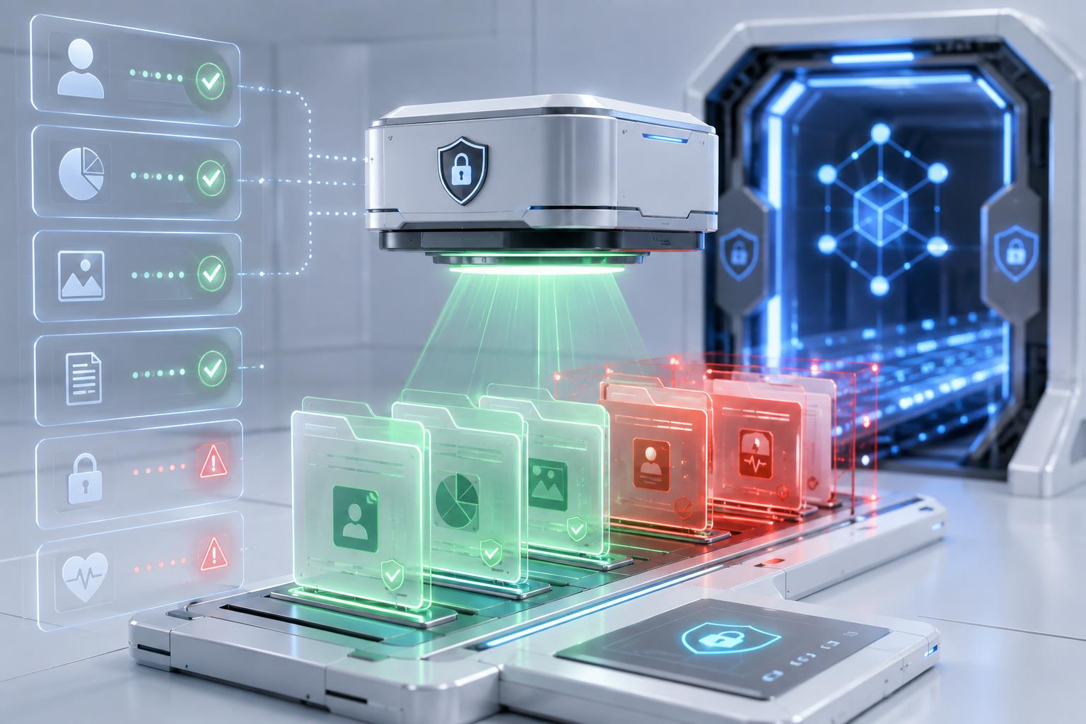 发送前隐私复核 3D 科技渲染