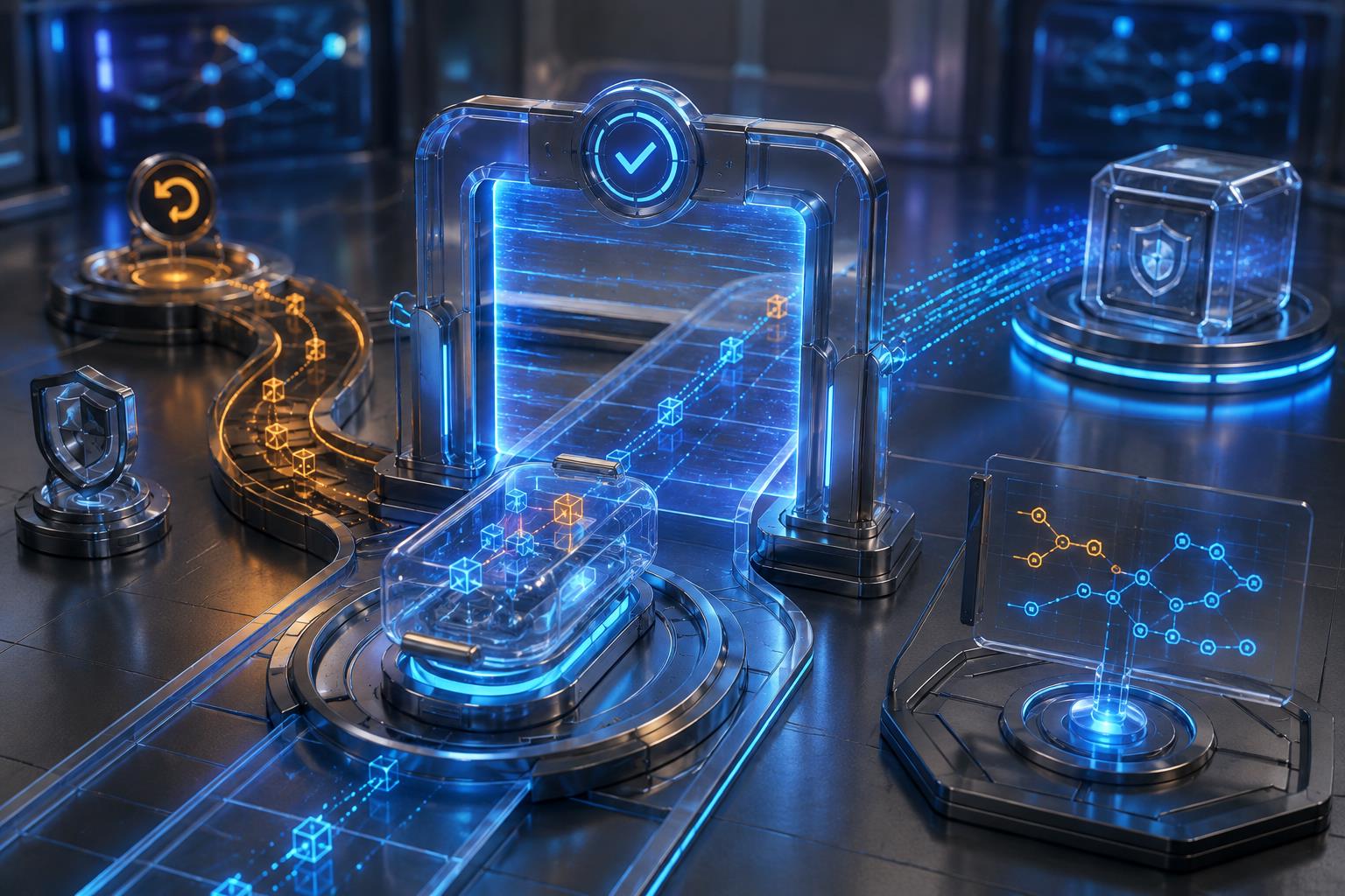 模型路由变更审批 3D 科技渲染